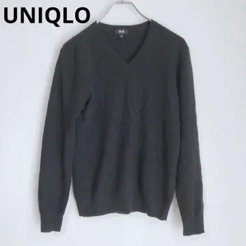 유니클로 긴팔 스웨터 니트 V넥 캐시미어 무지 블랙 M