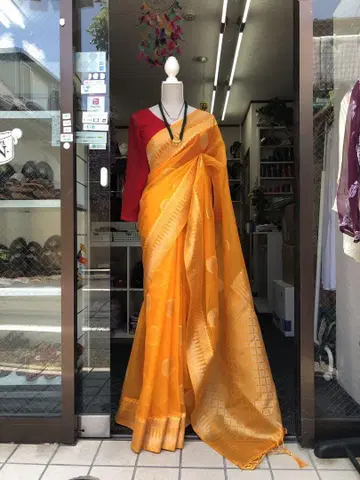 오렌지 사리 ( organza sari only )