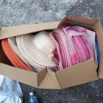 리본 포함 스트로우 햇 세트