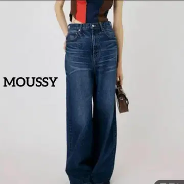 MOUSSY 하이 웨스트 와이드 레그 데님
