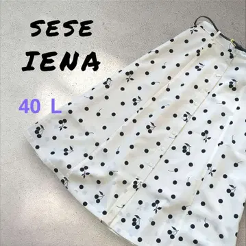 sese IENA 이에나 플레어 스커트 화이트 베이스 도트 체리 럭셔리