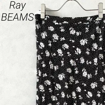 Ray BEAMS 롱 스커트 머메이드 스커트 꽃무늬 도트 무늬 안감 부착
