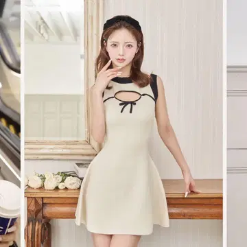 Darich 포인트 오픈 니트 미니 원피스 IVO