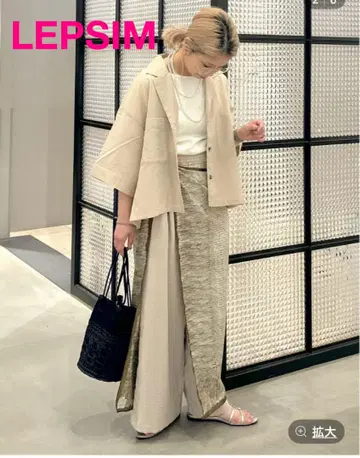 LEPSIM 오픈 카라 숏 5부 소매 셔츠 린넨라이크