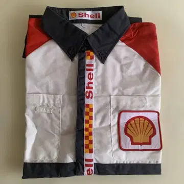 Shell 워크 셔츠 반팔 빨흰 블랙