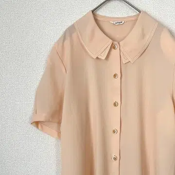 cantique 셔츠 블라우스 시스루 비침 골드 버튼 레트로 얇은 소재