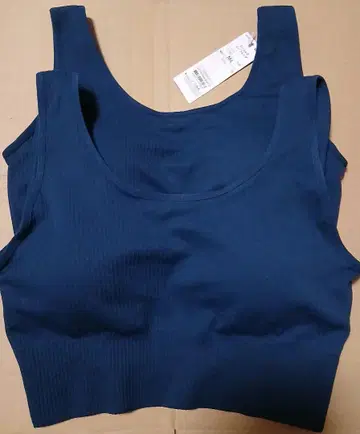 TOPVALU 심리스 하프탑 M-L 다크 블루 2매 세트