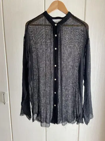 LINEN 메쉬 밴드 카라 셔츠