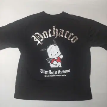 포차코 Pochacco 그래픽 헤비메탈 티셔츠 블랙 L 사이즈