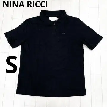 유154 NINA RICCI 반팔 피케 셔츠 원포인트 로고 블랙