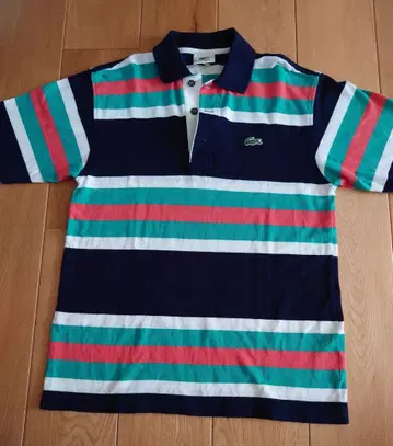 Lacoste 네이비 스트라이프 피케 셔츠