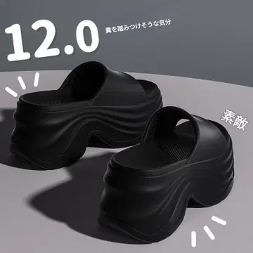12cm 통굽 여성용 샌들 여름용 비치 슬리퍼 하이힐 스타일 통굽 슬리퍼