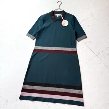 새상품 Ted Baker 니트 원피스 1 카라 그린 로고 택 포함