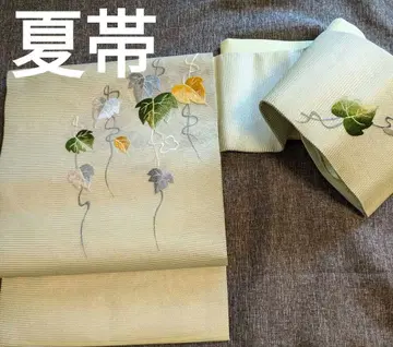 고급 순수 실크 여름 오비 손자수 명주 나고야 오비 새상품급