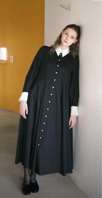 THE DRESS #58bicolor twill shirts dress