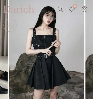 Darich 나일론 점퍼 미니 원피스 FL BLK