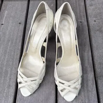 화이트 오픈토 힐 약 7cm