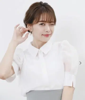 MAJESTIC LEGON 시어 퍼프 소매 셔츠 블라우스 M 사이즈