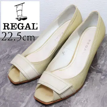 REGAL 리갈 22.5 오픈토 가죽 벨트 베이지 펌프스