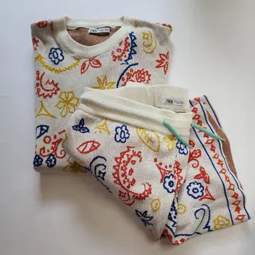ZARA 페이즐리 무늬 썸머 니트 셋업