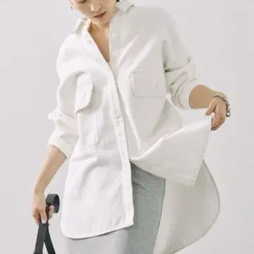 바빌론 데님 빅 셔츠 화이트 F