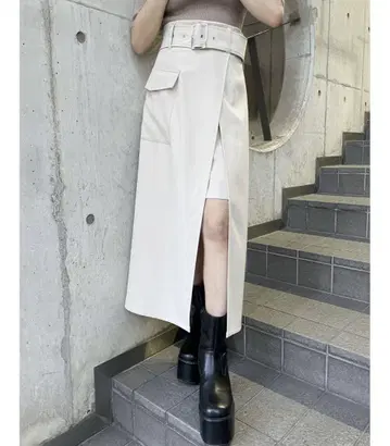 MURUA 와이드 벨트 스커트