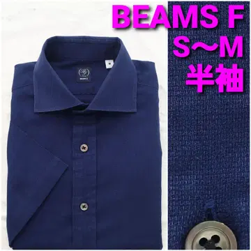 빔즈 반팔 셔츠 S~M 다크 네이비 무지 와이드 칼라