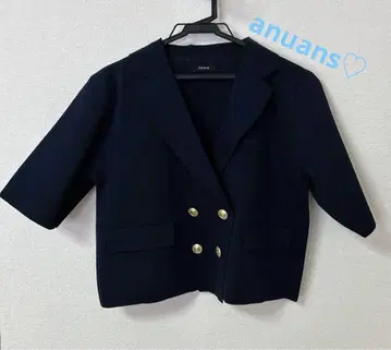 [미사용 새상품] anuans 하프 슬리브 하이 게이지 니트 자켓