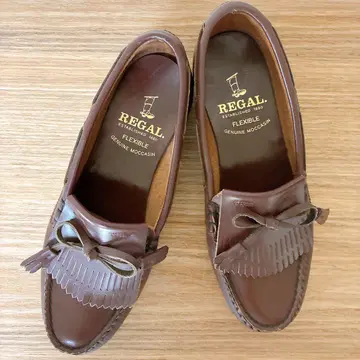 REGAL 모카신 23cm 브라운 리본 프린지 리갈 가죽