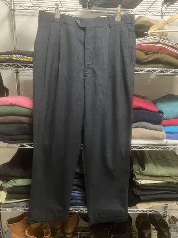 60년대 울 슬랙스 체크 무늬 네이비 로켓 탈론 피스 포켓