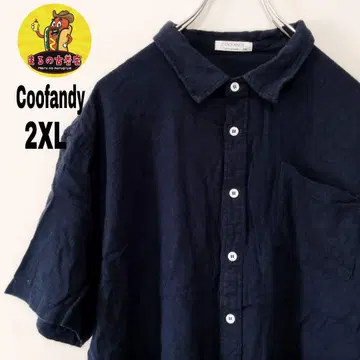 USA 구제 의류 COOFANDY 반팔 버튼 셔츠 2XL 네이비
