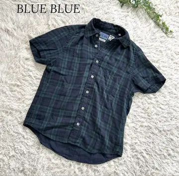 BLUE BLUE ARIGATO 블루 블루 재팬 체크 반팔 셔츠