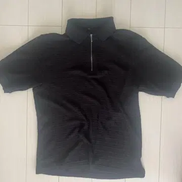 지유 블랙 피케 셔츠 L 사이즈
