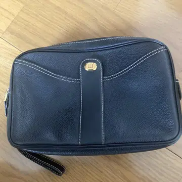 던힐 블랙 가죽 클러치 백