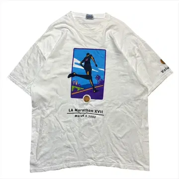 00년대 헤인즈 LA Marathon XVII 티셔츠 구제 남성용 XL