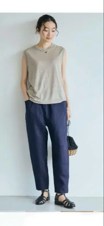 나카가와 마사시치 상점 린넨 데님 팬츠 다크 네이비