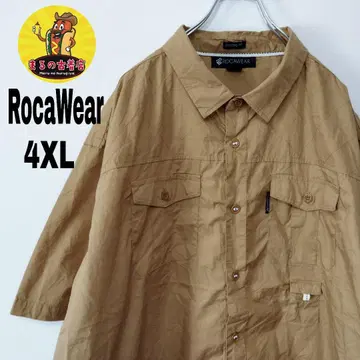 USA 구제 의류 ROCA WEAR 반팔 버튼 셔츠 4XL 브라운