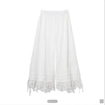 nasha 레이스 화이트 와이드 팬츠 더블 거즈 러블리 스타일