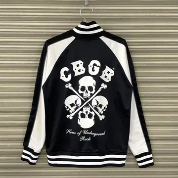 CBGB 트랙 자켓 저리 스컬 해골 프린트 y2k 펑크