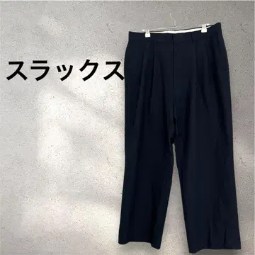 플리츠 슬랙스 네이비