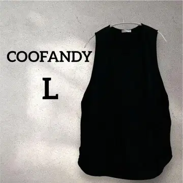 COOFANDY [L] 블랙 슬리브리스 튜닉