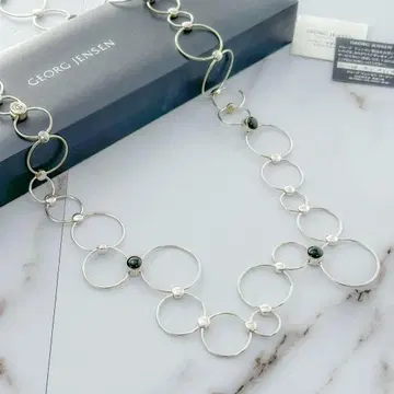 레어 GEORG JENSEN 목걸이 실버 오닉스 925 후프