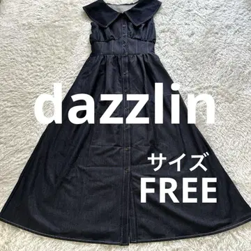 dazzlin 다즐린 빅 칼라 레이스업 민소매 원피스 인디고