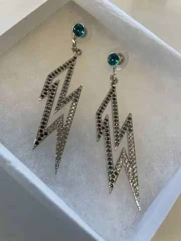 Swarovski 귀걸이 / 번개 모티브 실버 2way