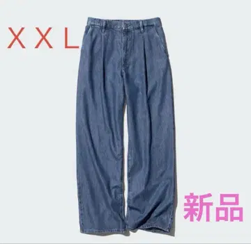 새상품 드레이프 데님 턱 팬츠 유니클로 3XL