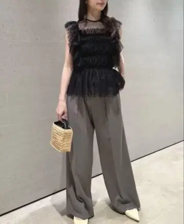FRAY I.D 셔링 튤 상의 2024S/S