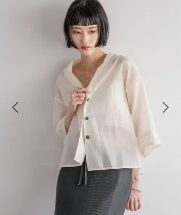 시라키킨 셔츠 SS/아이보리 숏 기장