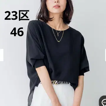23구 5부 소매 티셔츠 46 블랙