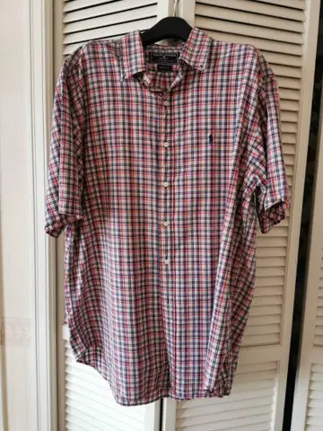 RALPH LAUREN 체크 무늬 반팔 셔츠 LL