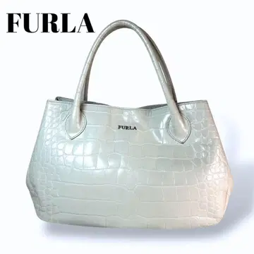 FURLA 훌라 토트백 악어 엠보싱 그레이지 베이지 가죽